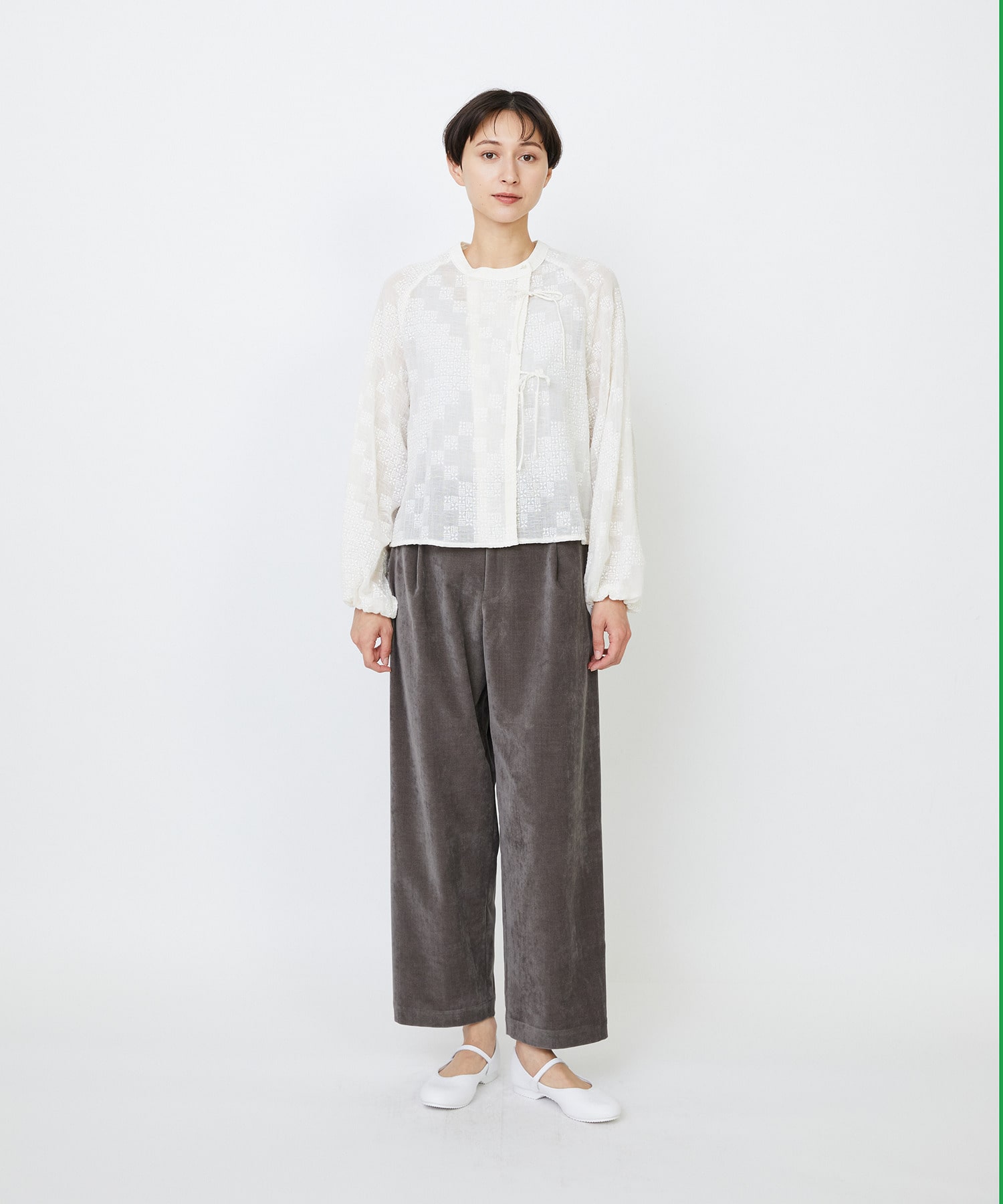 【LOISIR】【少量生産】ガーゼエンブロイダリーカシュクールブラウス 詳細画像 オフホワイト 10