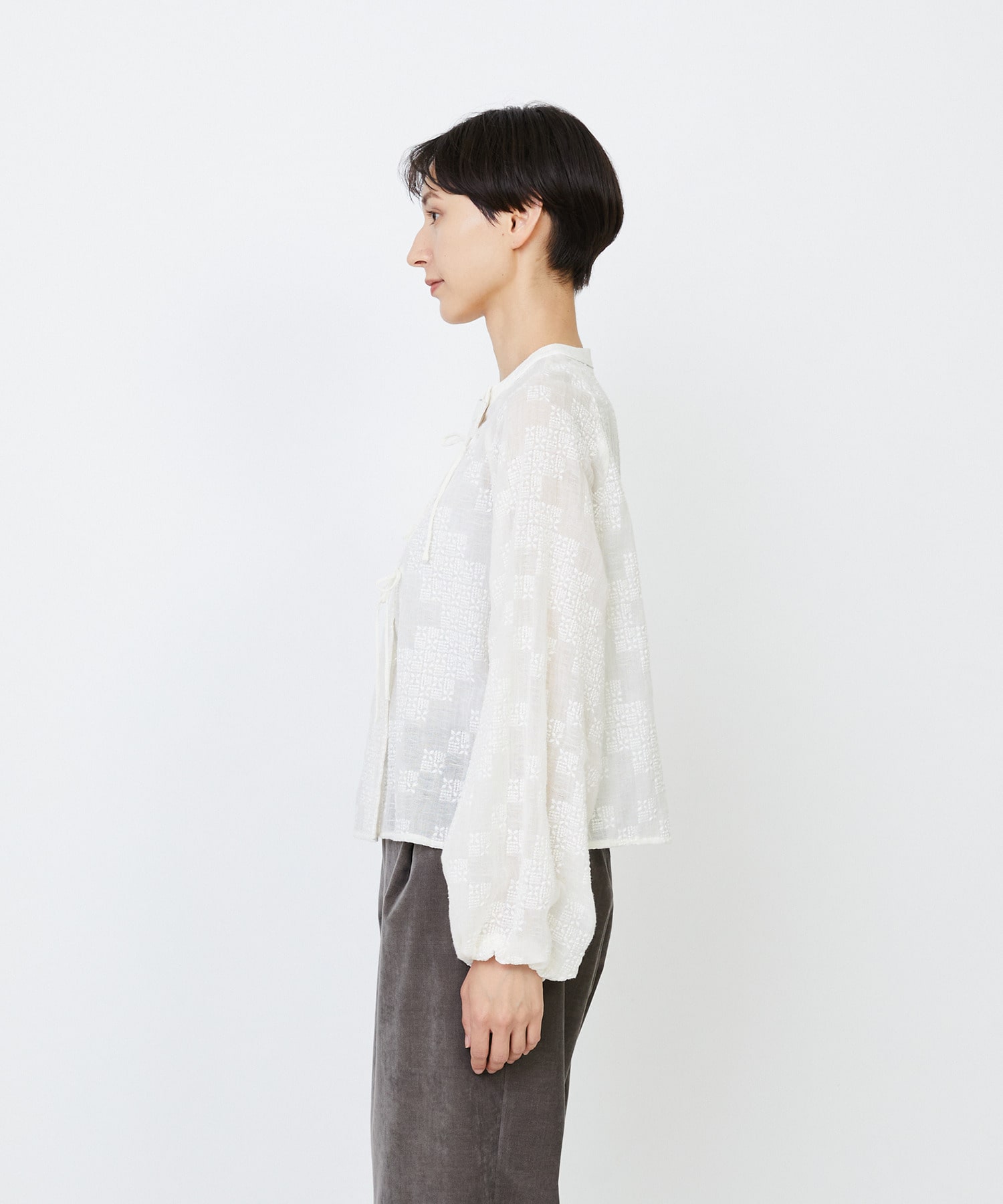 【LOISIR】【少量生産】ガーゼエンブロイダリーカシュクールブラウス 詳細画像 オフホワイト 16