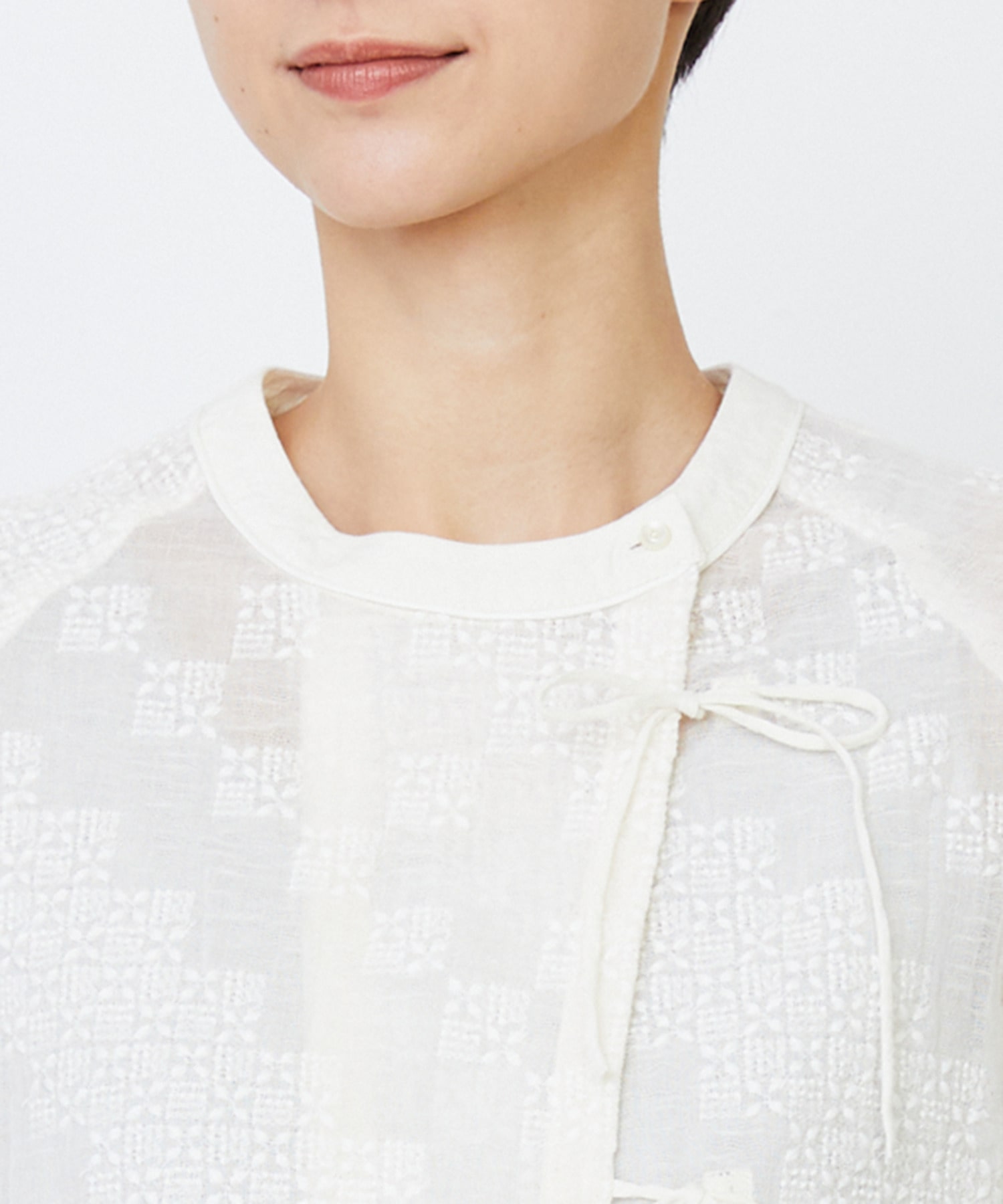【LOISIR】【少量生産】ガーゼエンブロイダリーカシュクールブラウス 詳細画像 オフホワイト 18