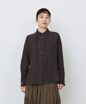 【LOISIR】グランジリネンミニカラーシャツ 詳細画像 ブラウン 1