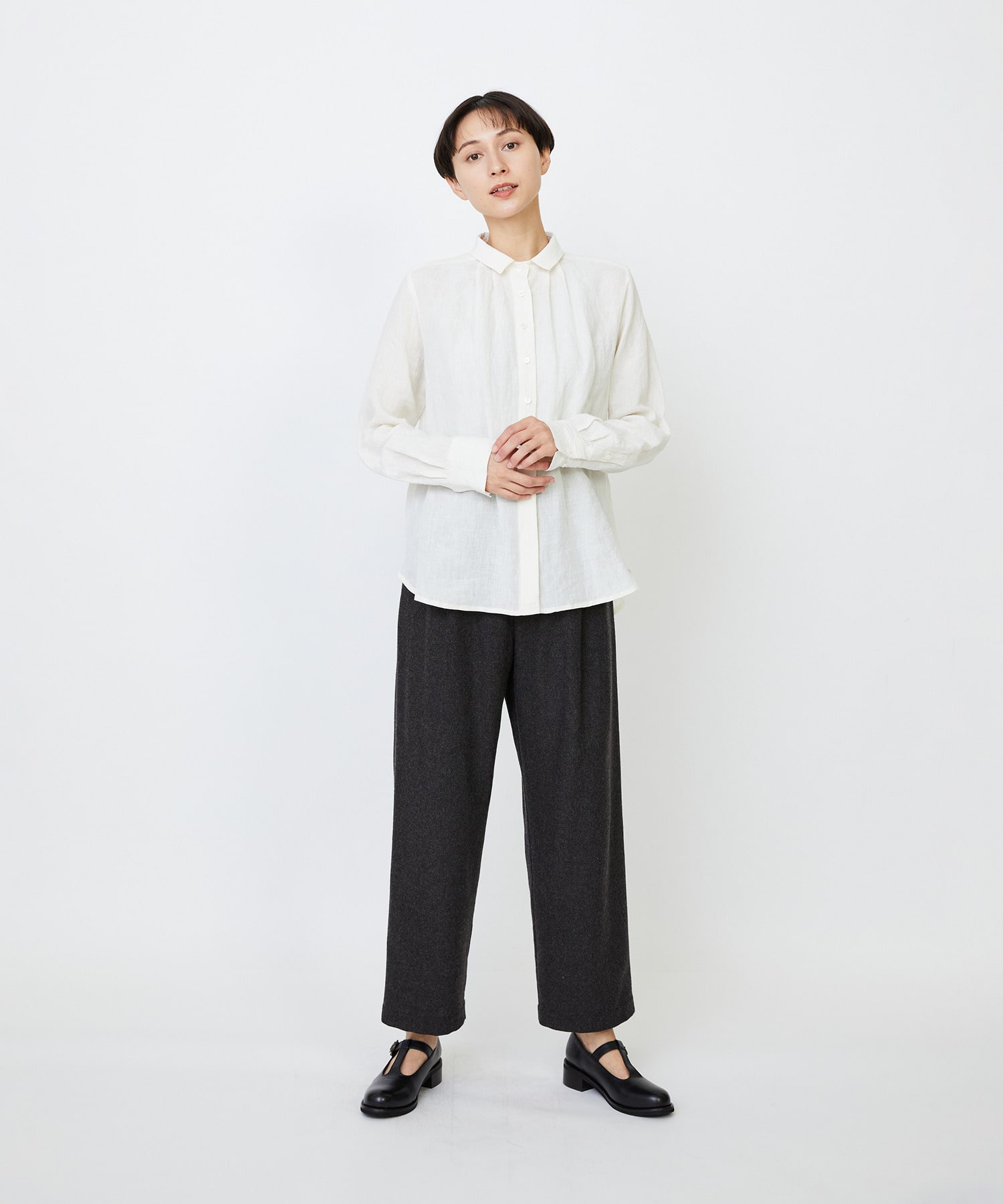 【LOISIR】グランジリネンミニカラーシャツ 詳細画像 ブラウン 11