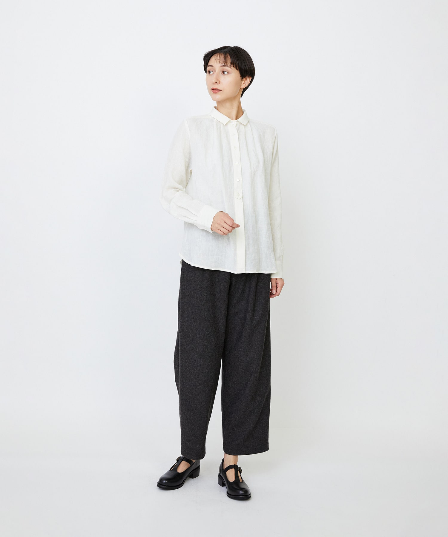 【LOISIR】グランジリネンミニカラーシャツ 詳細画像 ブラウン 12