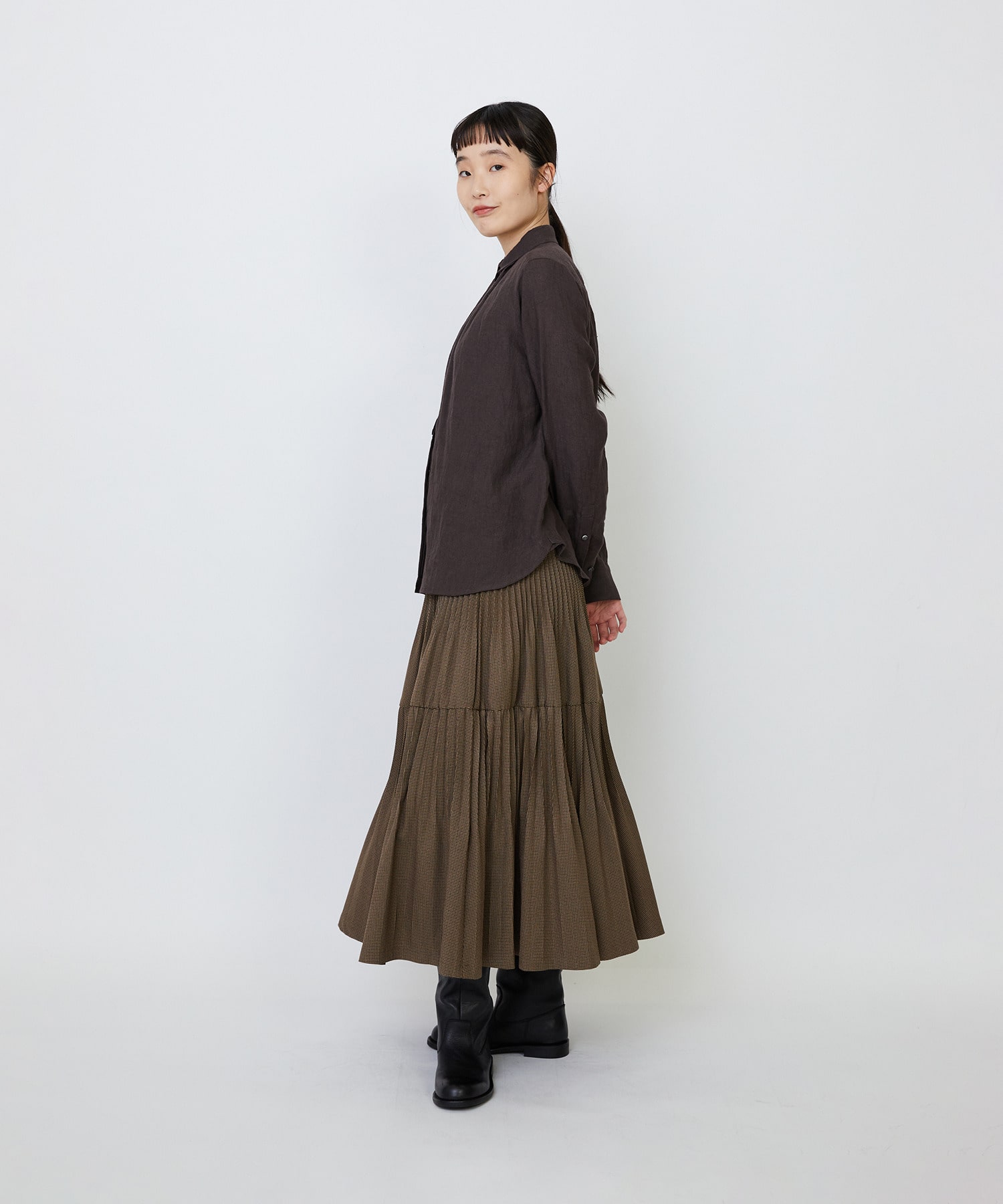 【LOISIR】グランジリネンミニカラーシャツ 詳細画像 ブラウン 4