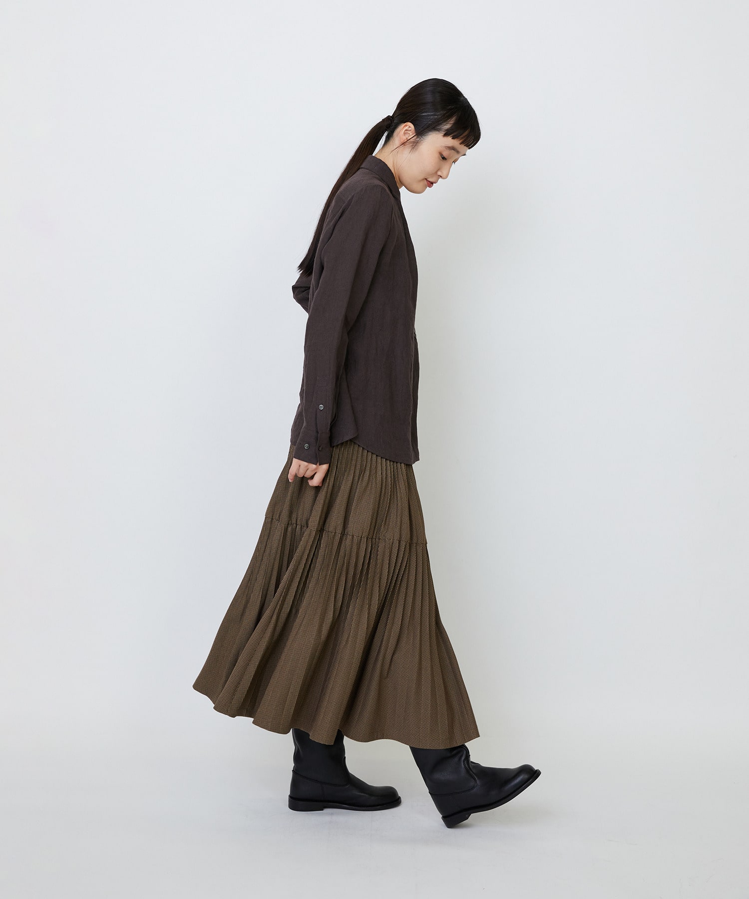 【LOISIR】グランジリネンミニカラーシャツ 詳細画像 ブラウン 5