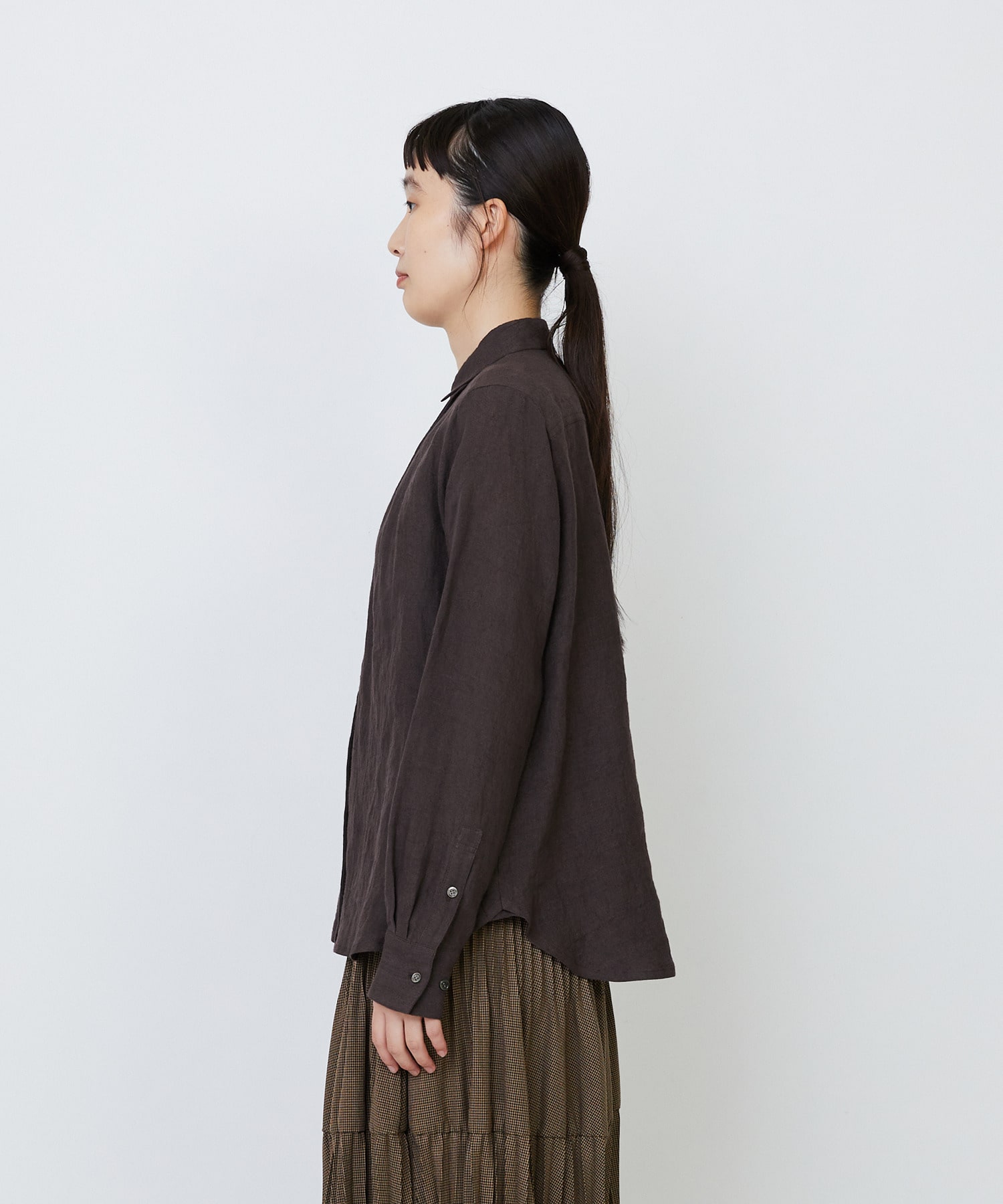 【LOISIR】グランジリネンミニカラーシャツ 詳細画像 ブラウン 8