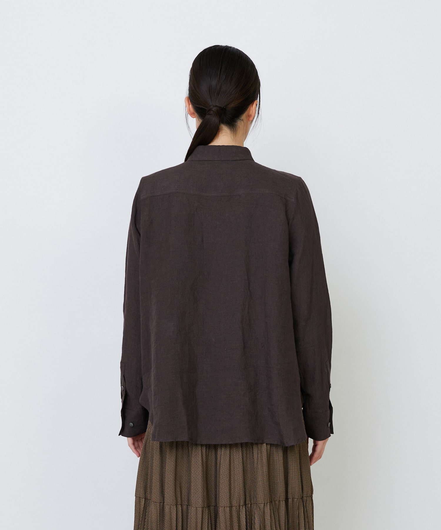 【LOISIR】グランジリネンミニカラーシャツ 詳細画像 ブラウン 9