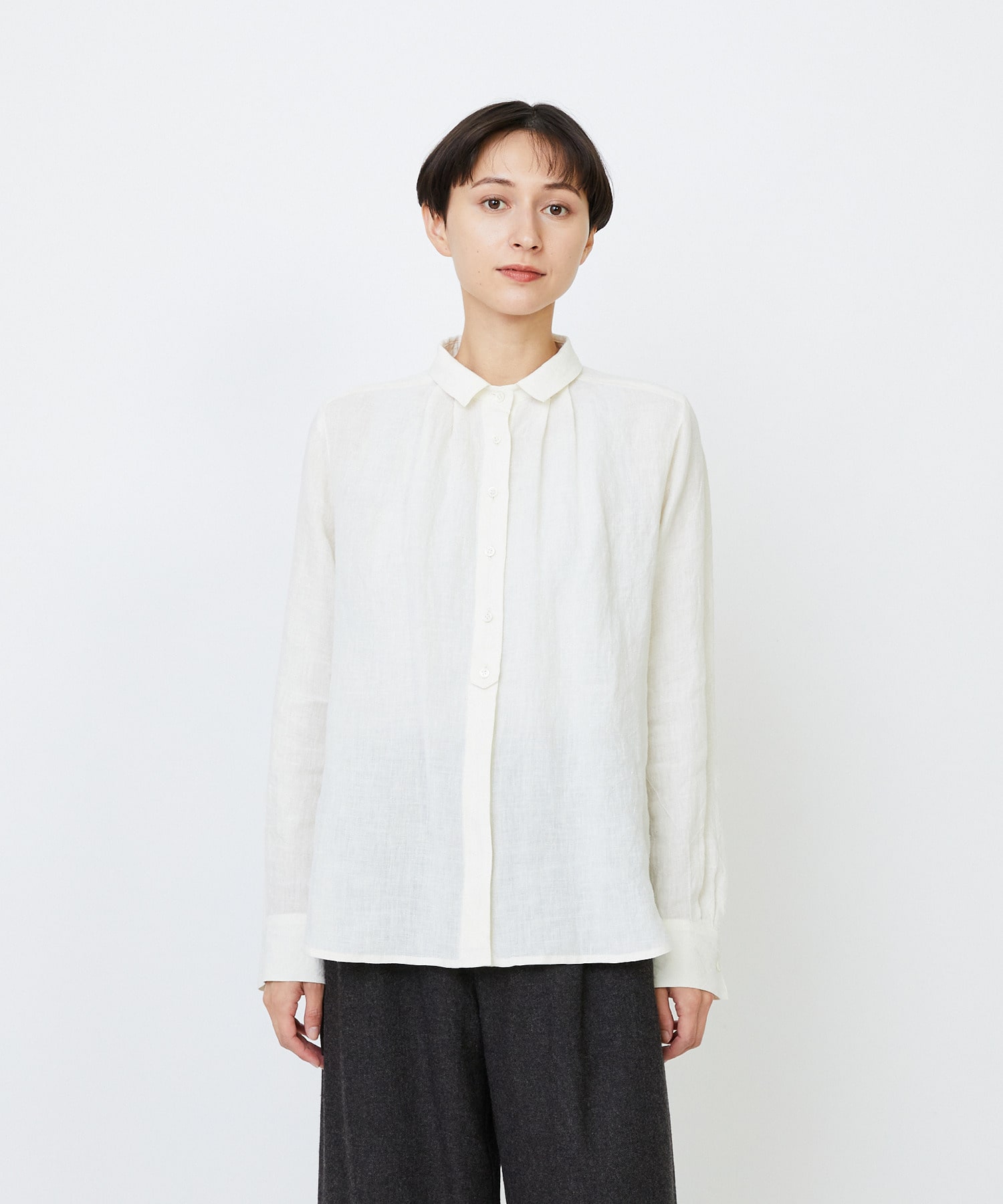 【LOISIR】グランジリネンミニカラーシャツ 詳細画像 ホワイト 1