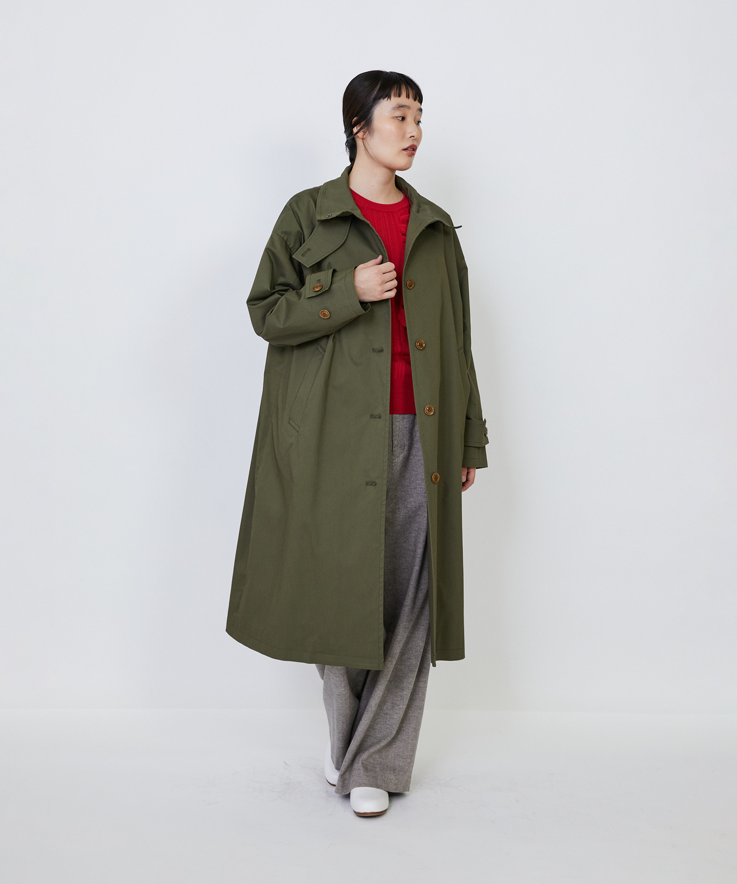 【LOISIR】｜2BUY10%OFF・3BUY20%OFF｜コットンナイロンストレッチツイルステンカラーコート 詳細画像 ブラック 12