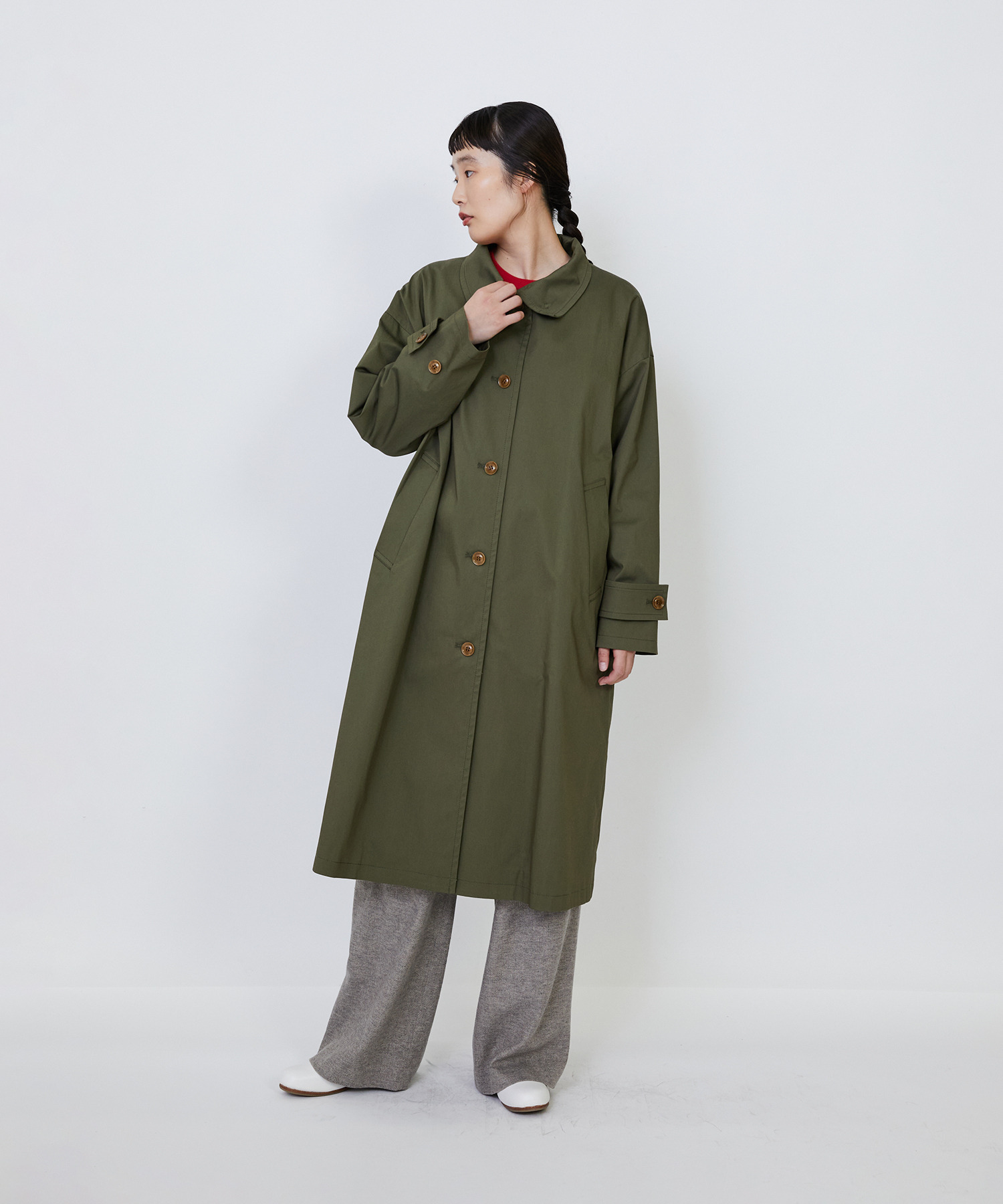 【LOISIR】｜2BUY10%OFF・3BUY20%OFF｜コットンナイロンストレッチツイルステンカラーコート 詳細画像 ブラック 14