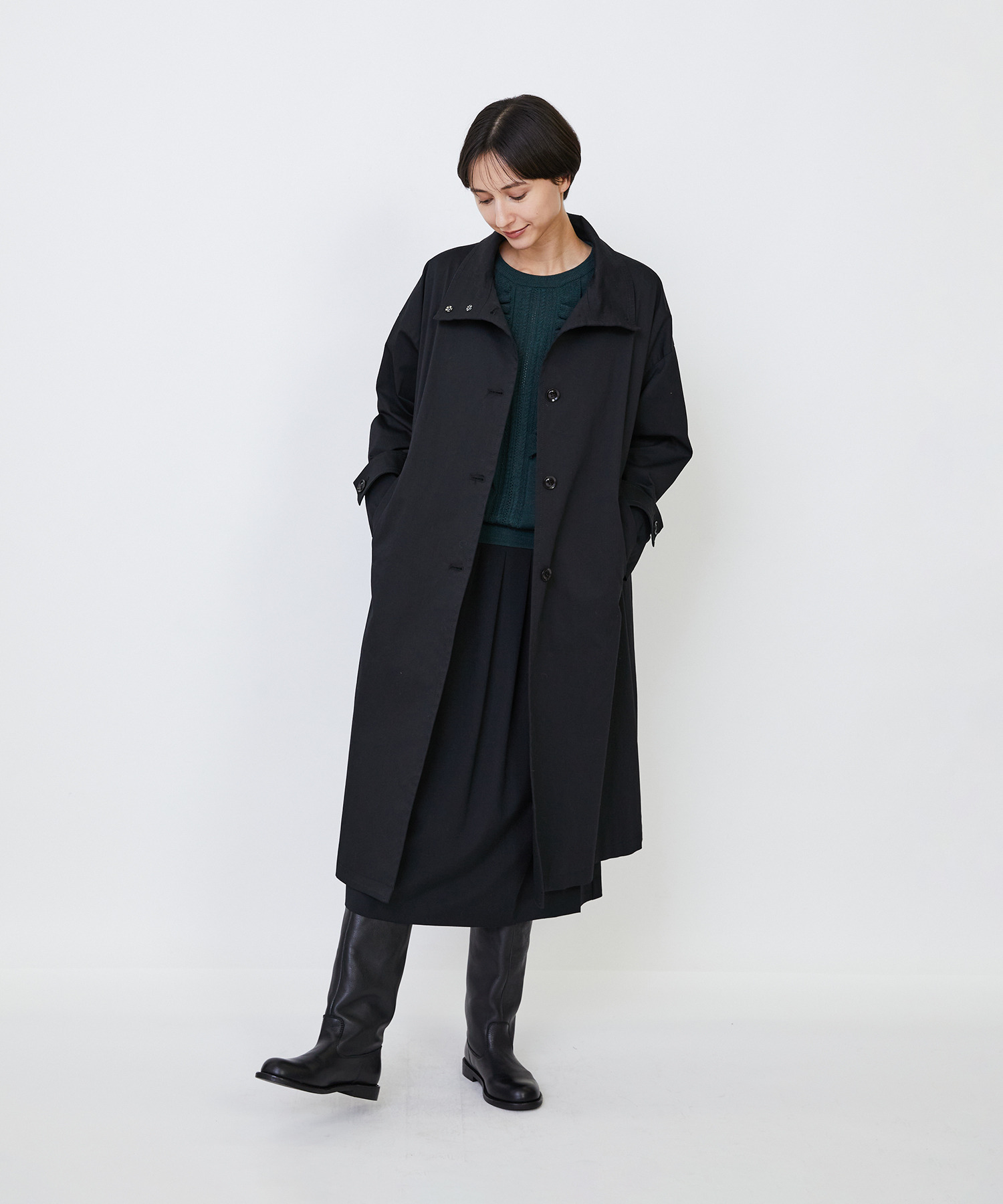 【LOISIR】｜2BUY10%OFF・3BUY20%OFF｜コットンナイロンストレッチツイルステンカラーコート 詳細画像 ブラック 2
