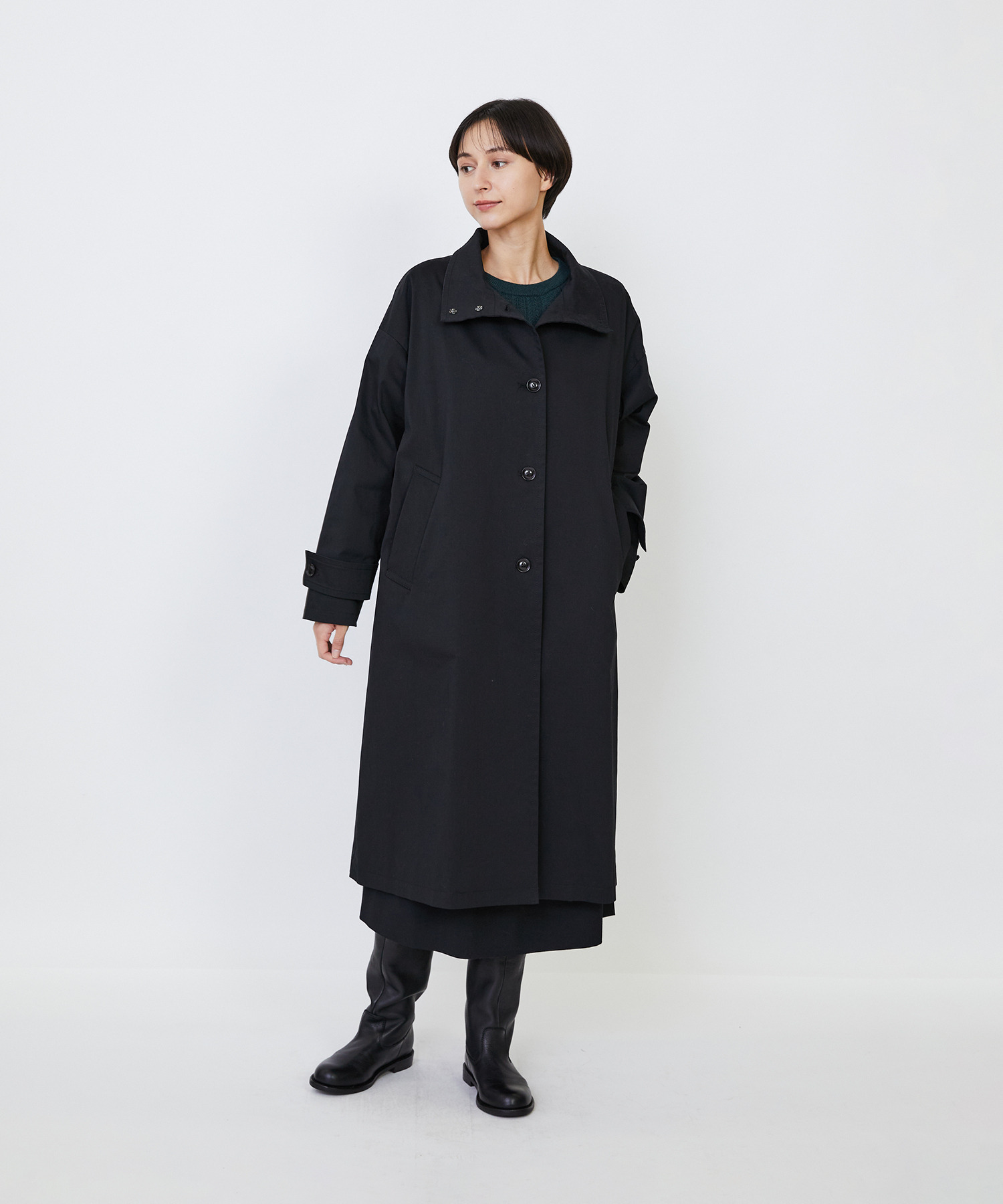 【LOISIR】｜2BUY10%OFF・3BUY20%OFF｜コットンナイロンストレッチツイルステンカラーコート 詳細画像 ブラック 3