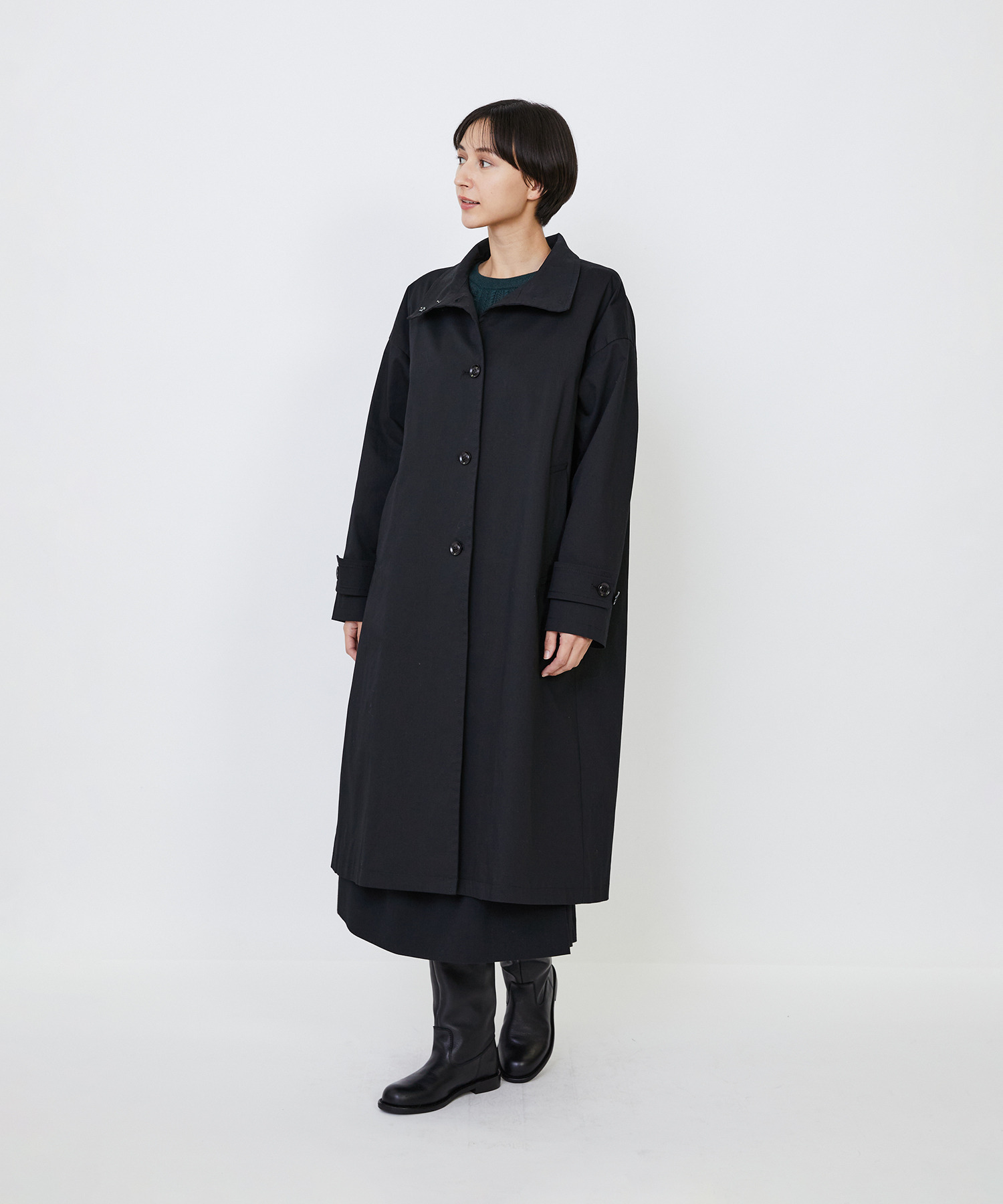 【LOISIR】｜2BUY10%OFF・3BUY20%OFF｜コットンナイロンストレッチツイルステンカラーコート 詳細画像 ブラック 4