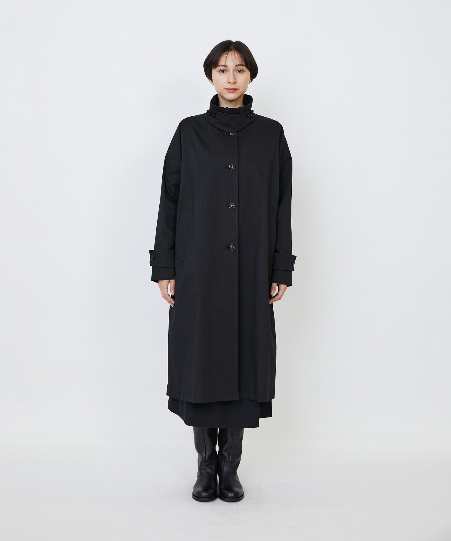 【LOISIR】｜2BUY10%OFF・3BUY20%OFF｜コットンナイロンストレッチツイルステンカラーコート 詳細画像 ブラック 9