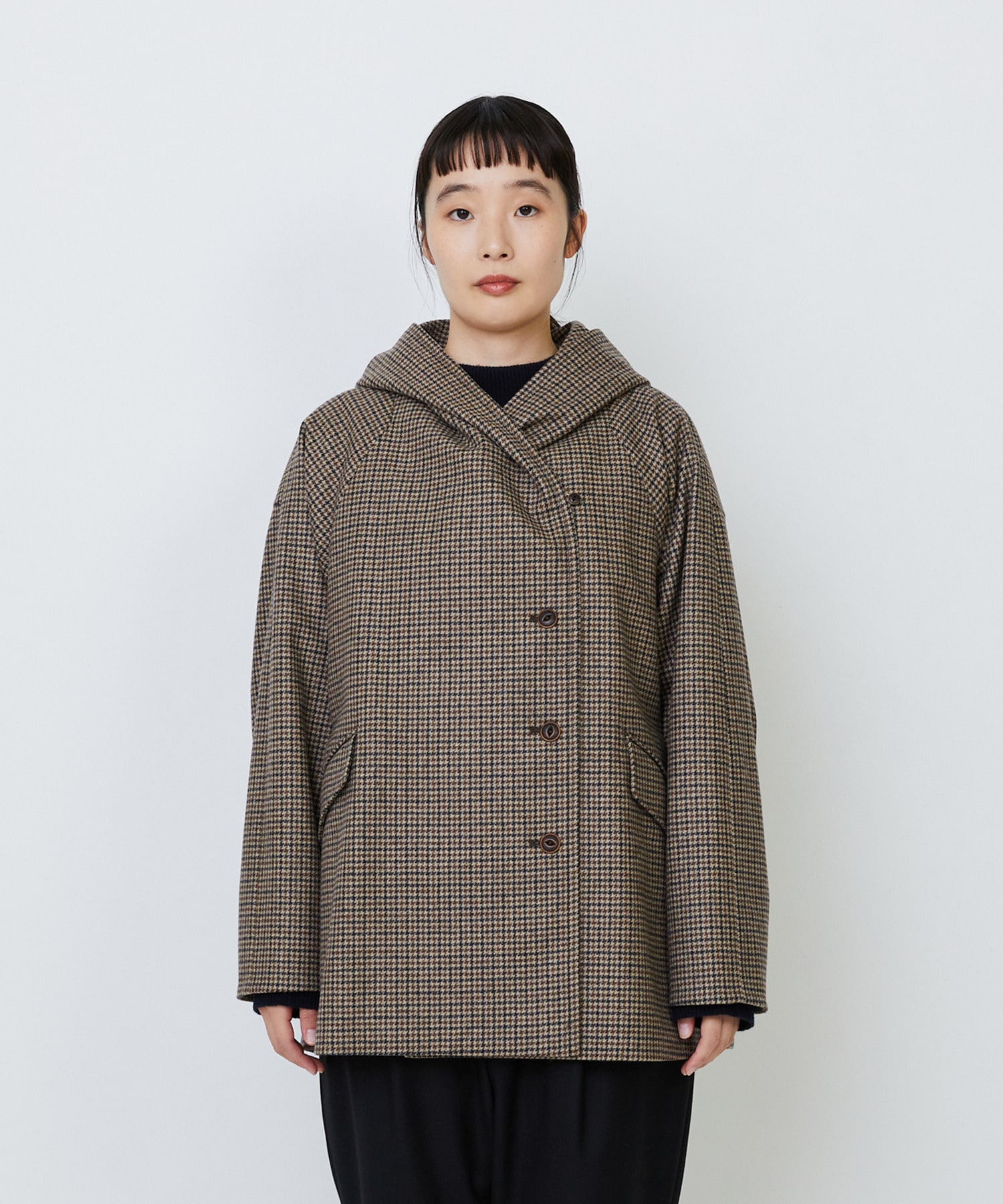 【LOISIR】｜2BUY10%OFF・3BUY20%OFF｜【11月ベストセラーブランド内3位】フーディショートコート 詳細画像 チェック 6