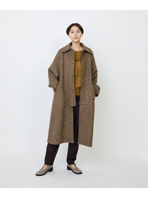【LOISIR】リネンウールツイードステンカラーコート 詳細画像 ブラウン系その他 1