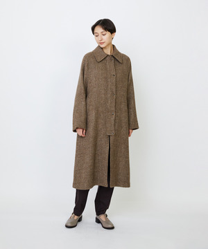 【LOISIR】リネンウールツイードステンカラーコート 詳細画像 ブラウン系その他 1