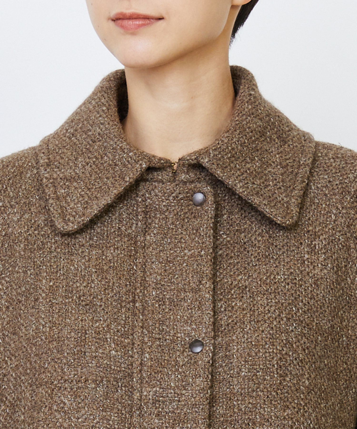 【LOISIR】リネンウールツイードステンカラーコート 詳細画像 ブラウン系その他 11