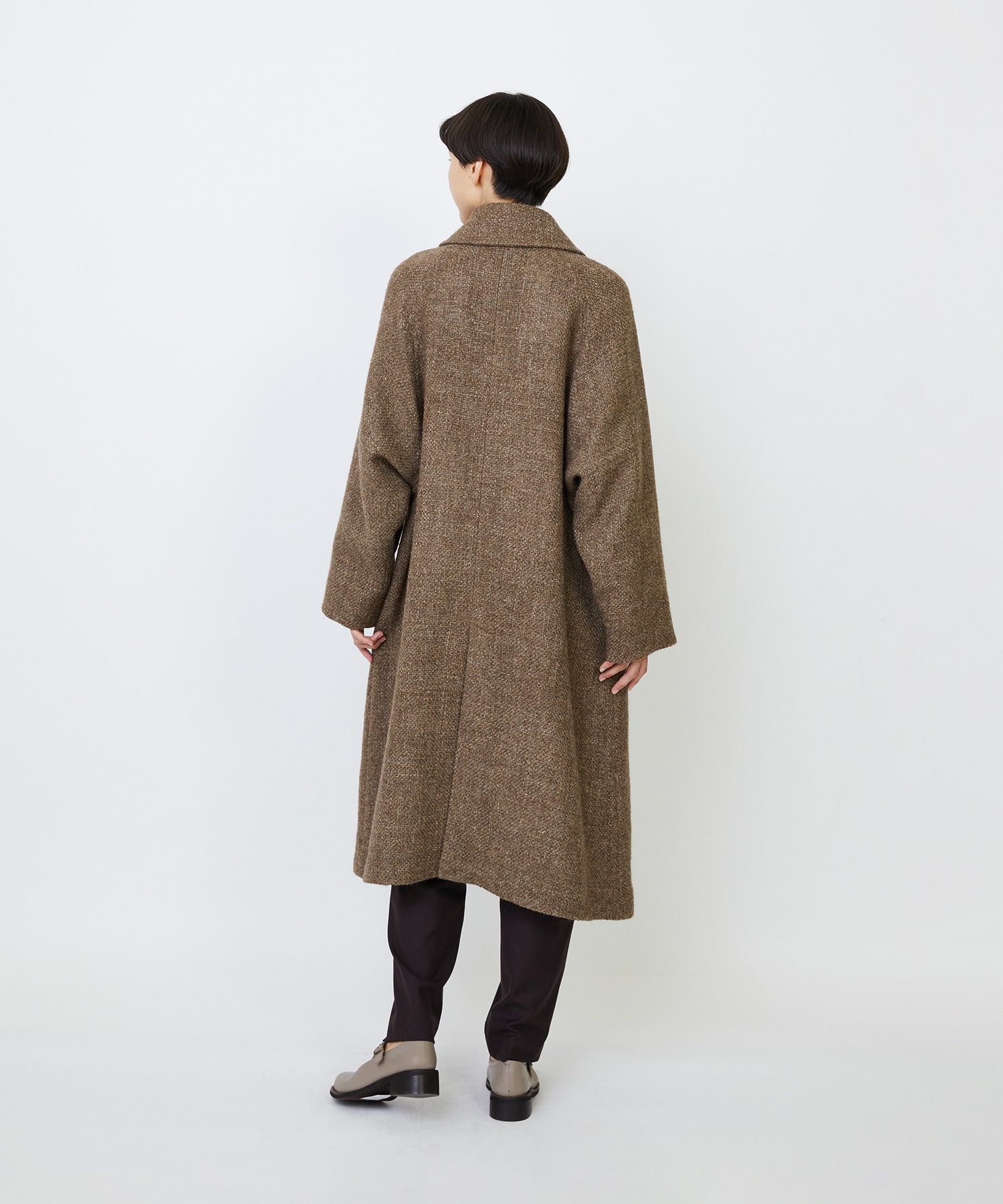 【LOISIR】リネンウールツイードステンカラーコート 詳細画像 ブラウン系その他 7