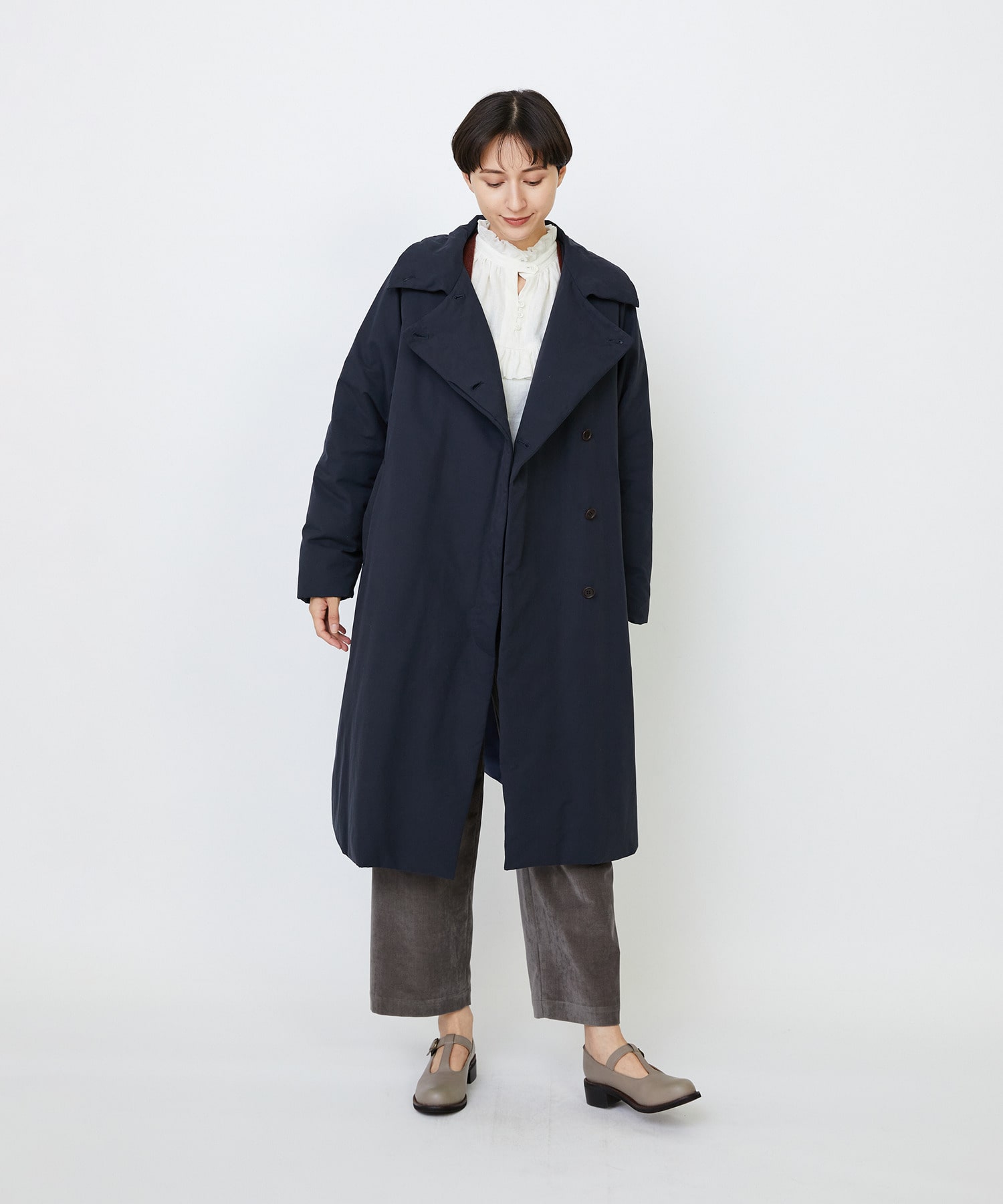 【LOISIR】｜2BUY10%OFF・3BUY20%OFF｜【11月ベストセラーブランド内1位】【11月お気に入り登録ブランド内1位】リサイクルダウンステンカラーコート 詳細画像 ネイビー 13