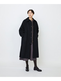 【LOISIR】｜2BUY10%OFF・3BUY20%OFF｜【11月ベストセラーブランド内2位】ラムウールメルトンステンカラーコート 詳細画像 ブラック 5