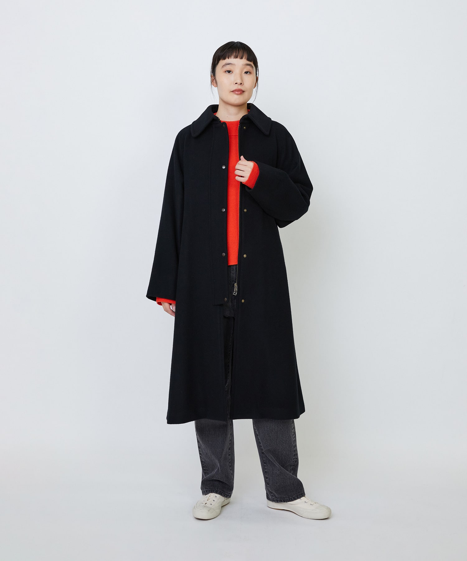 【LOISIR】｜2BUY10%OFF・3BUY20%OFF｜【11月ベストセラーブランド内2位】ラムウールメルトンステンカラーコート 詳細画像 ブラック 1