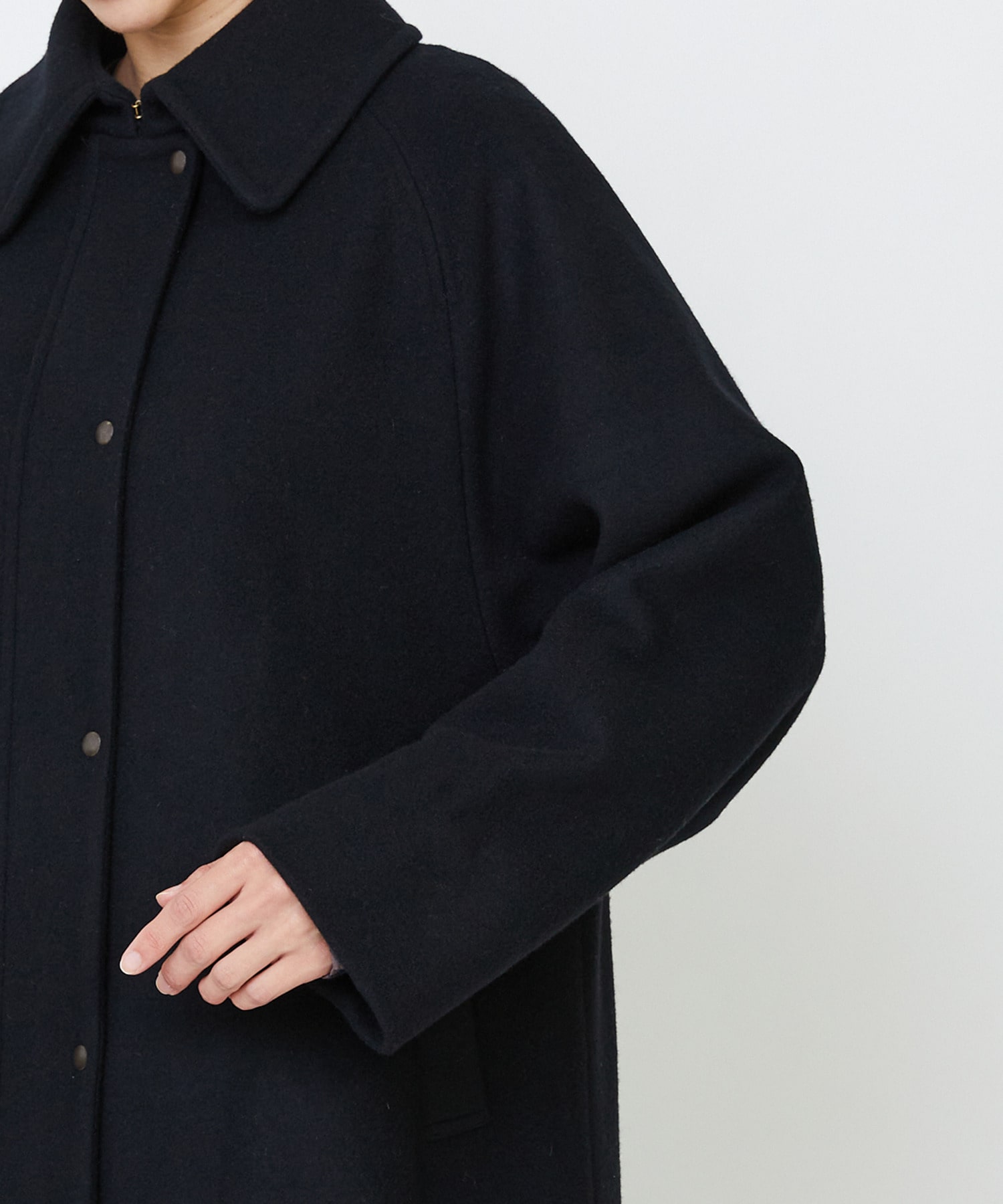 【LOISIR】｜2BUY10%OFF・3BUY20%OFF｜【11月ベストセラーブランド内2位】ラムウールメルトンステンカラーコート 詳細画像 ブラック 17