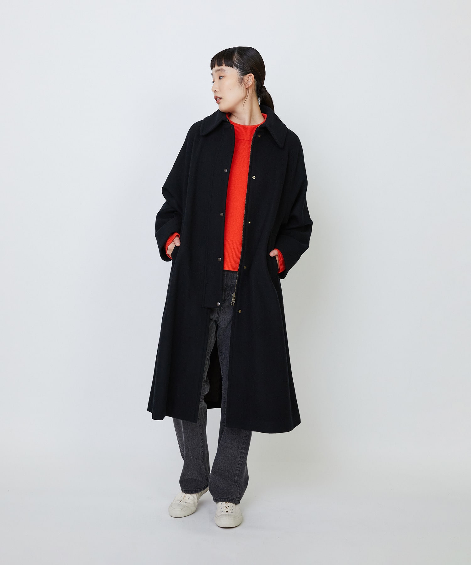 【LOISIR】｜2BUY10%OFF・3BUY20%OFF｜【11月ベストセラーブランド内2位】ラムウールメルトンステンカラーコート 詳細画像 ブラック 2