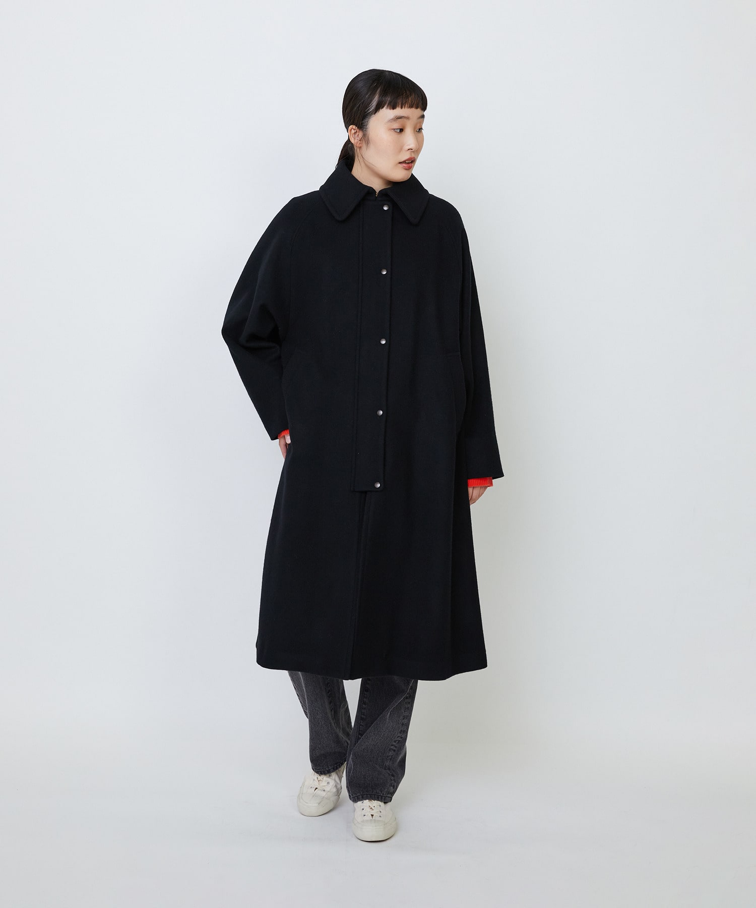 【LOISIR】｜2BUY10%OFF・3BUY20%OFF｜【11月ベストセラーブランド内2位】ラムウールメルトンステンカラーコート 詳細画像 ブラック 4