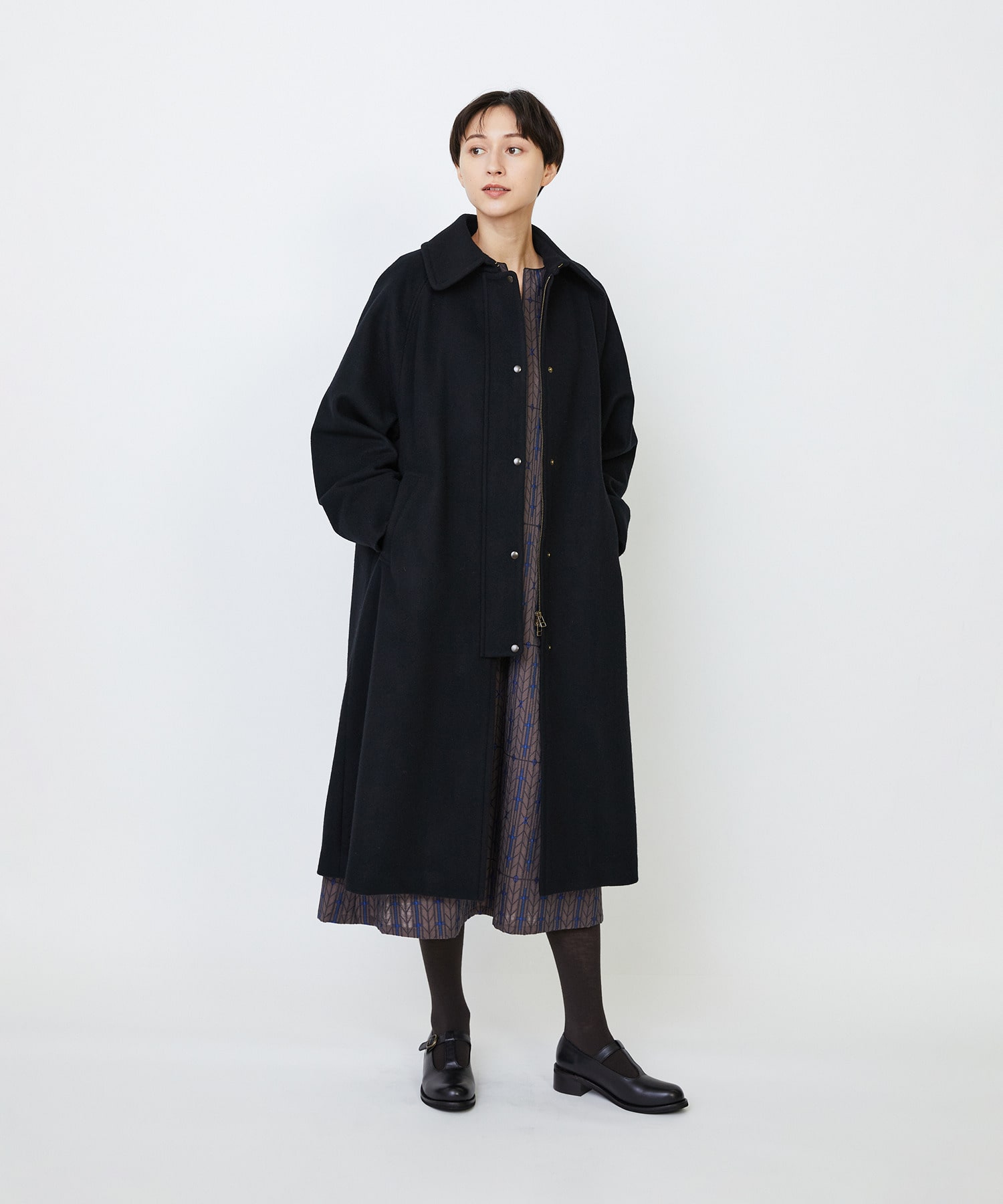 【LOISIR】｜2BUY10%OFF・3BUY20%OFF｜【11月ベストセラーブランド内2位】ラムウールメルトンステンカラーコート 詳細画像 ブラック 5