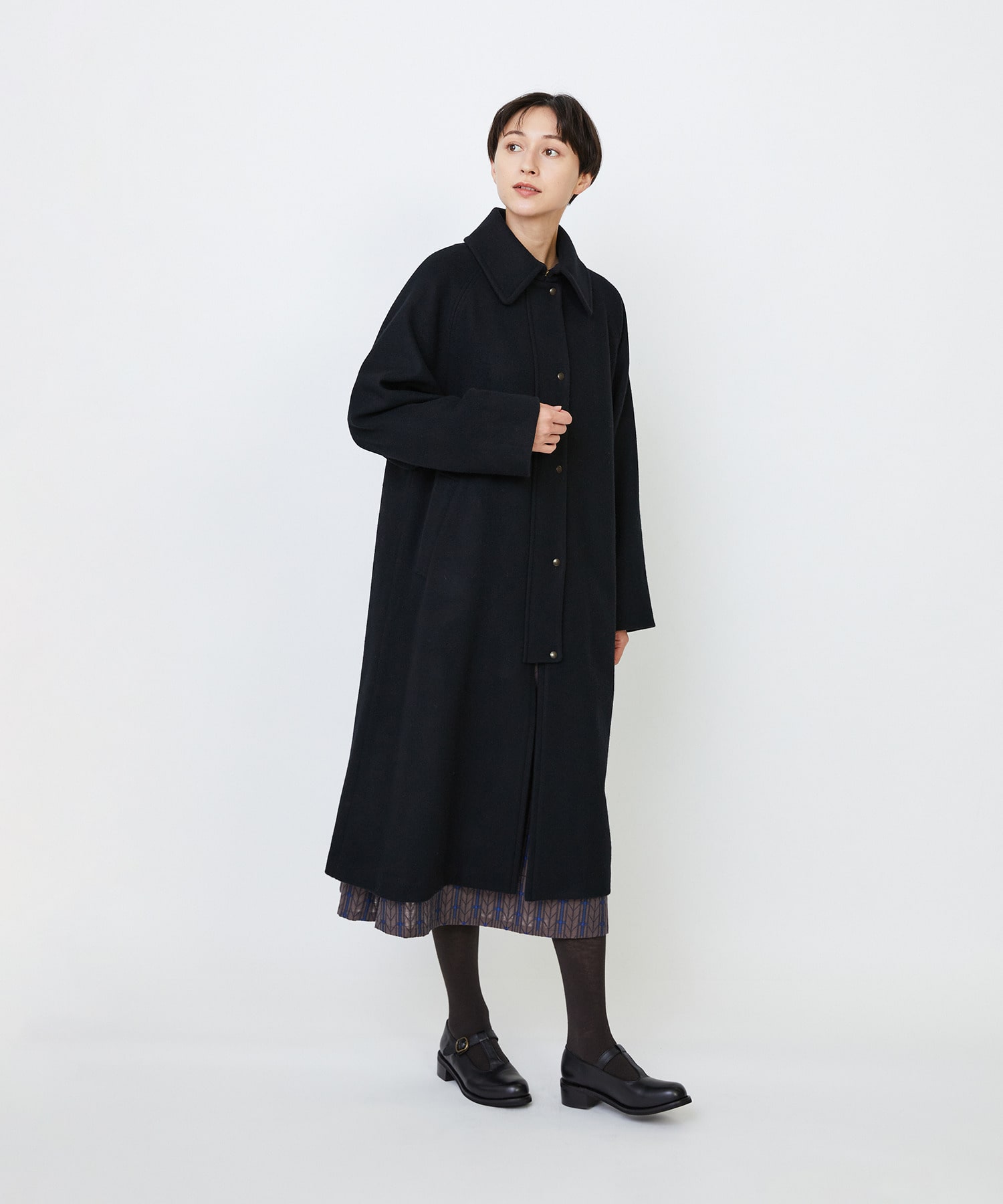 【LOISIR】｜2BUY10%OFF・3BUY20%OFF｜【11月ベストセラーブランド内2位】ラムウールメルトンステンカラーコート 詳細画像 ブラック 7