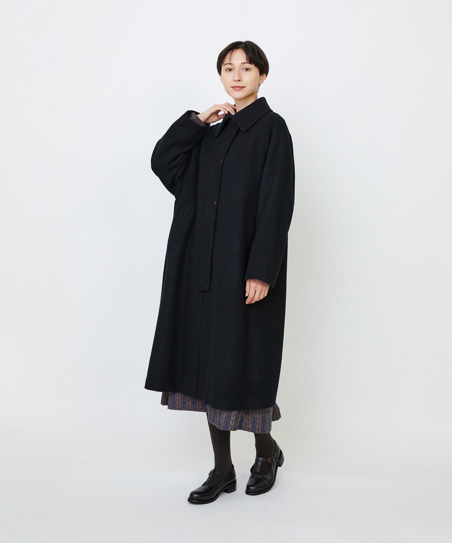 【LOISIR】｜2BUY10%OFF・3BUY20%OFF｜【11月ベストセラーブランド内2位】ラムウールメルトンステンカラーコート 詳細画像 ブラック 8