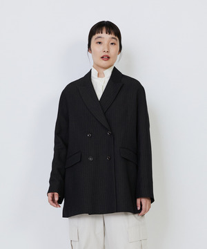 【LOISIR】｜2BUY10%OFF・3BUY20%OFF｜ウールリネンヘリンボーンダブルブレストジャケット 詳細画像 チャコールグレー 1