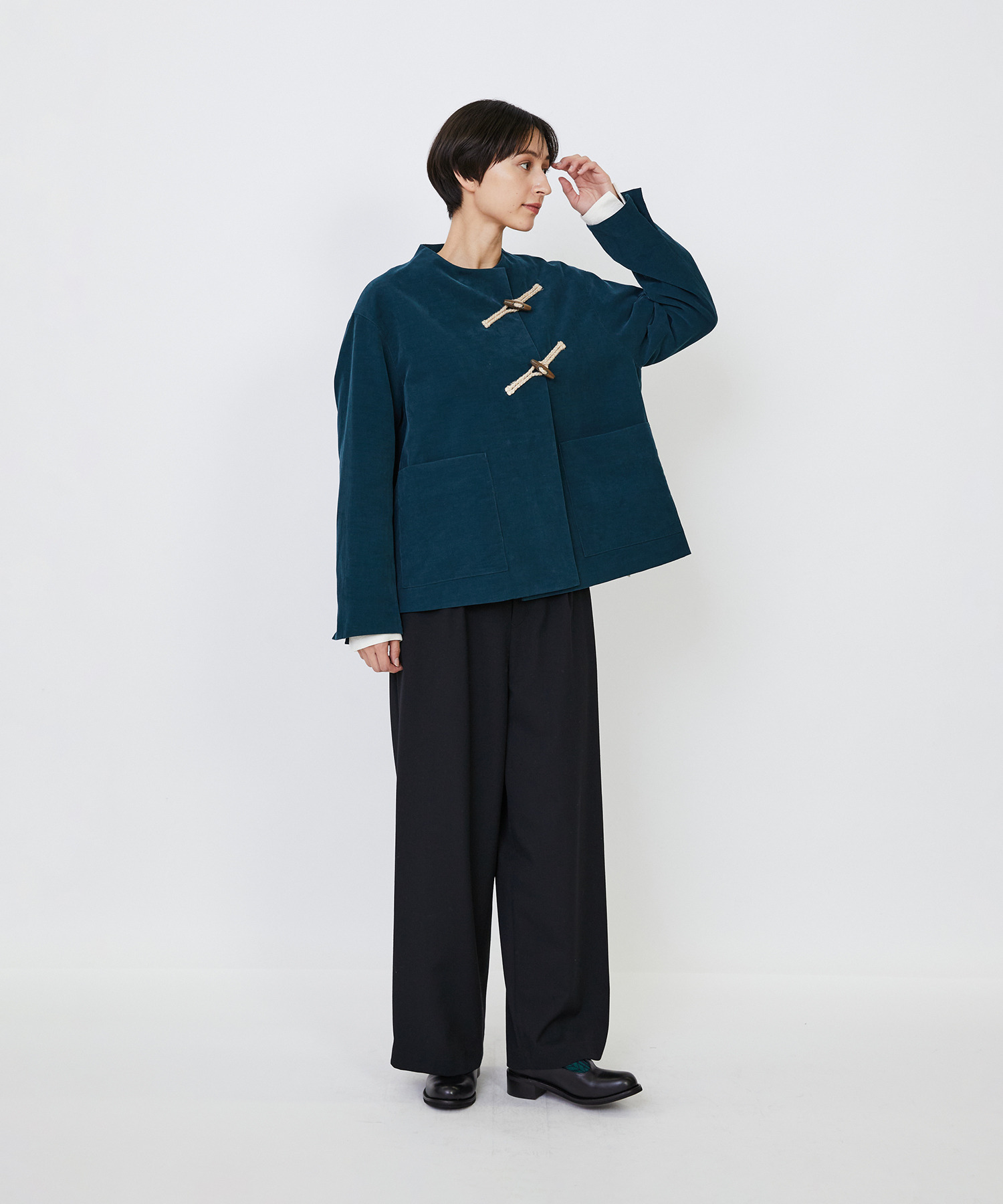 【LOISIR】｜2BUY10%OFF・3BUY20%OFF｜コットン細コールジャケット 詳細画像 グリーン 12