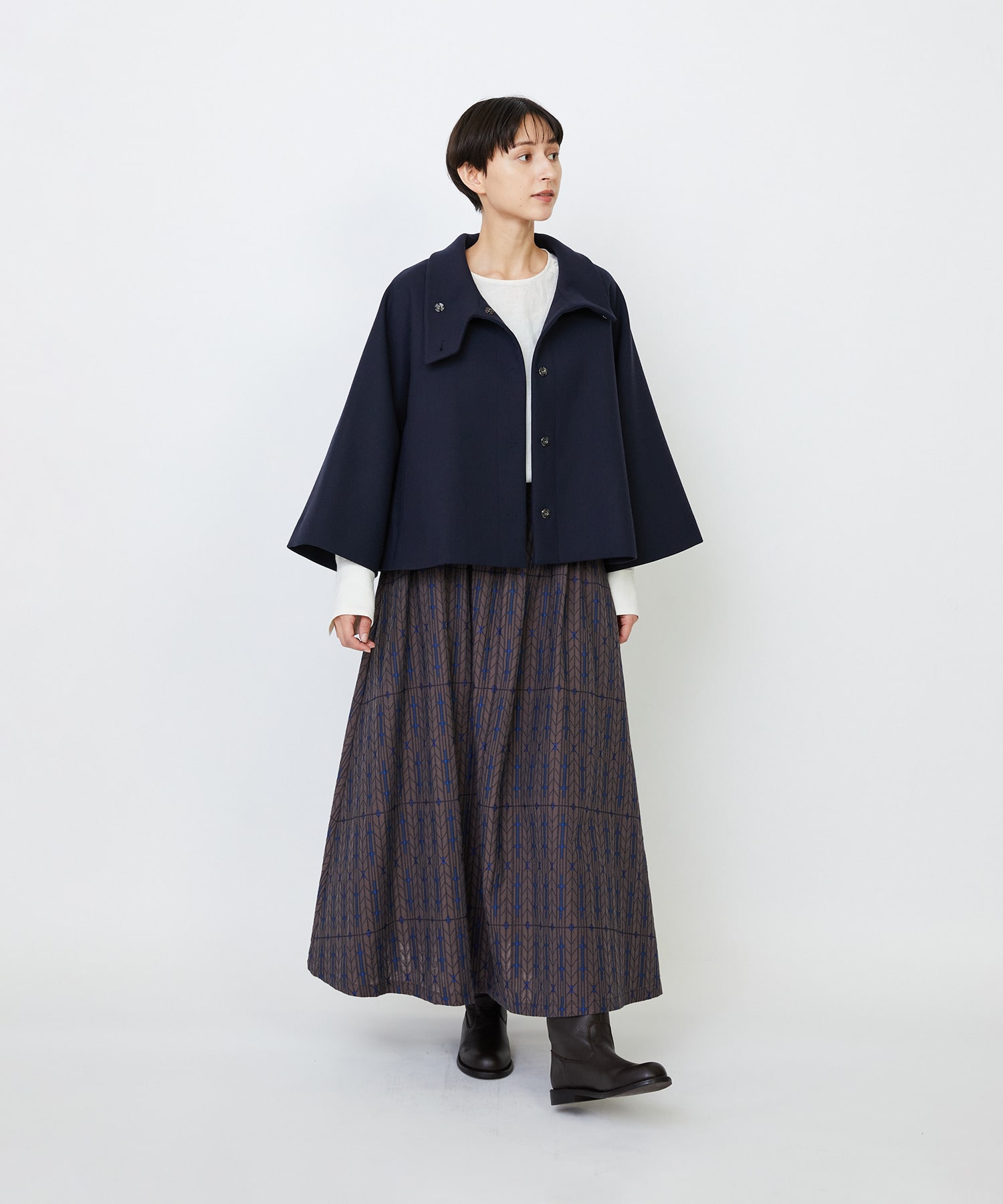 【LOISIR】Aラインショートジャケット 詳細画像 ネイビー 11