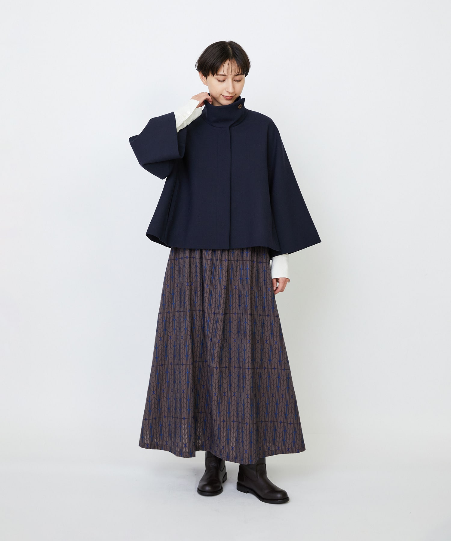 【LOISIR】Aラインショートジャケット 詳細画像 ネイビー 14