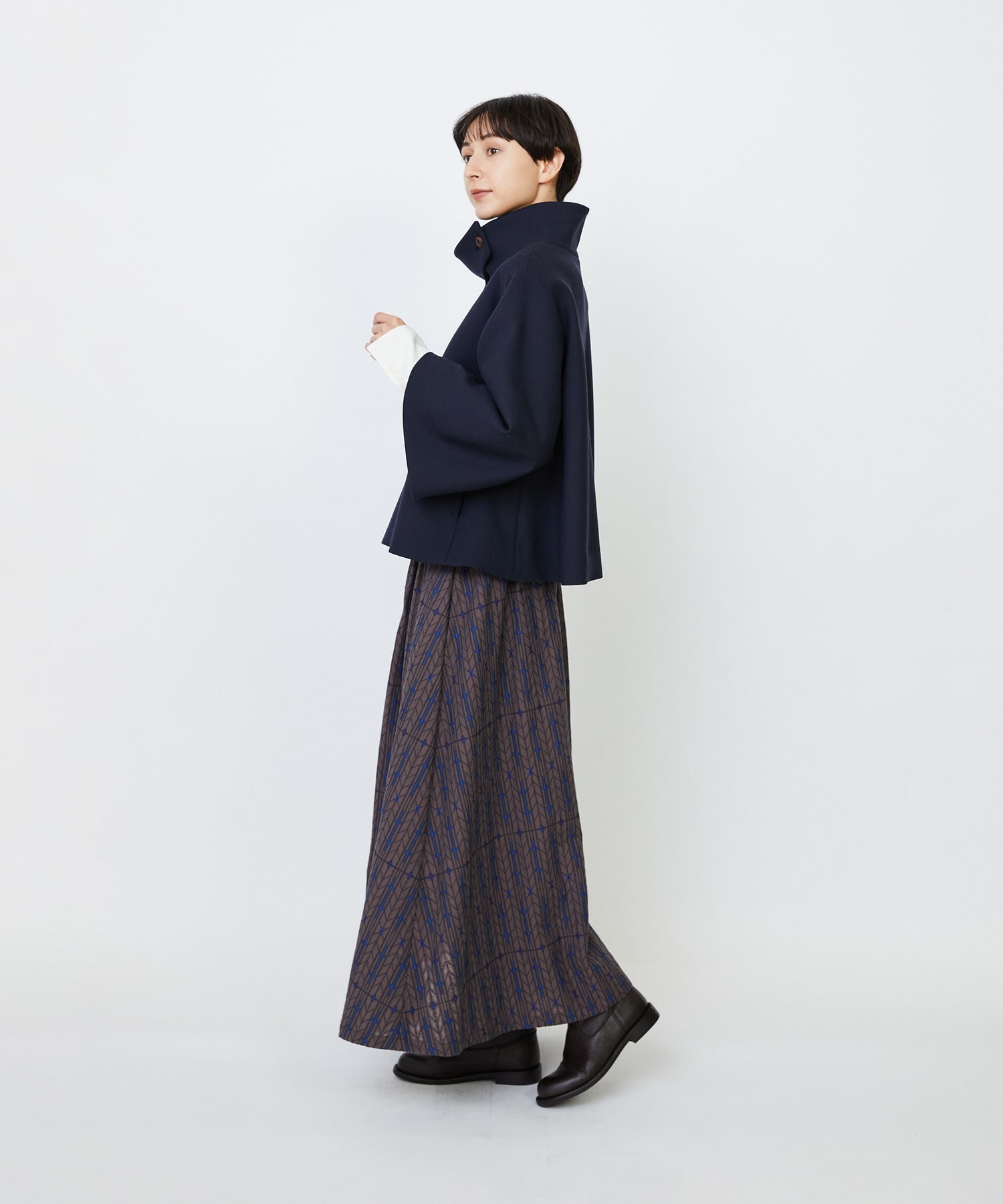 【LOISIR】Aラインショートジャケット 詳細画像 ネイビー 15