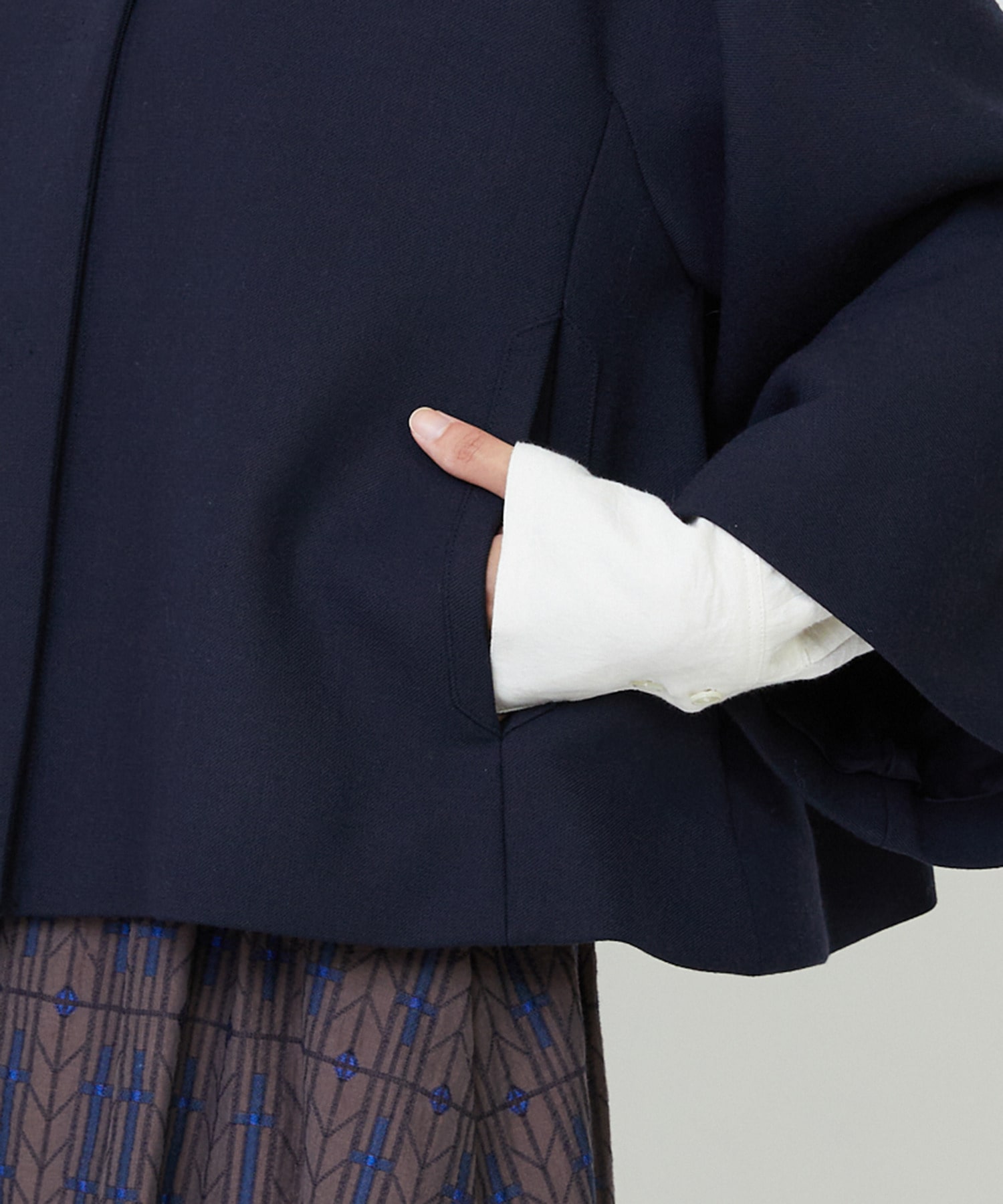 【LOISIR】Aラインショートジャケット 詳細画像 ネイビー 23