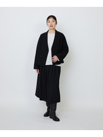 【LOISIR】エコダブルクロスノーカラージャケット 詳細画像 ブラック 1