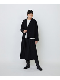 【LOISIR】エコダブルクロスノーカラージャケット 詳細画像 ブラック 2