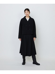 【LOISIR】エコダブルクロスノーカラージャケット 詳細画像 ブラック 3