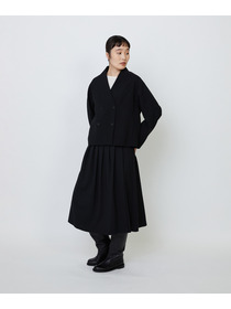 【LOISIR】エコダブルクロスノーカラージャケット 詳細画像 ブラック 4