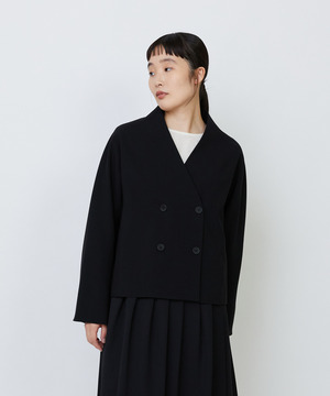 【LOISIR】エコダブルクロスノーカラージャケット 詳細画像 ブラック 1