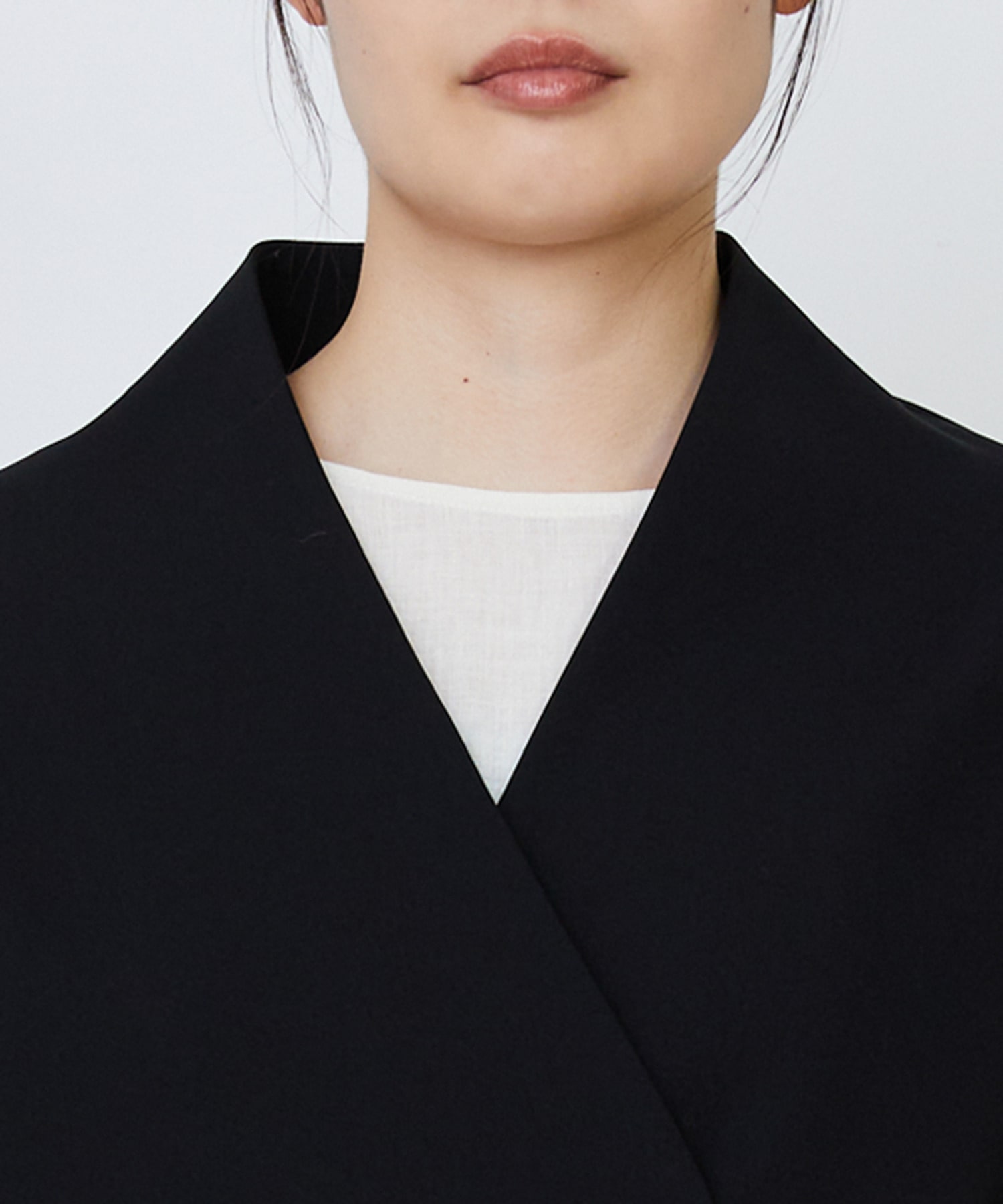 【LOISIR】エコダブルクロスノーカラージャケット 詳細画像 ブラック 10