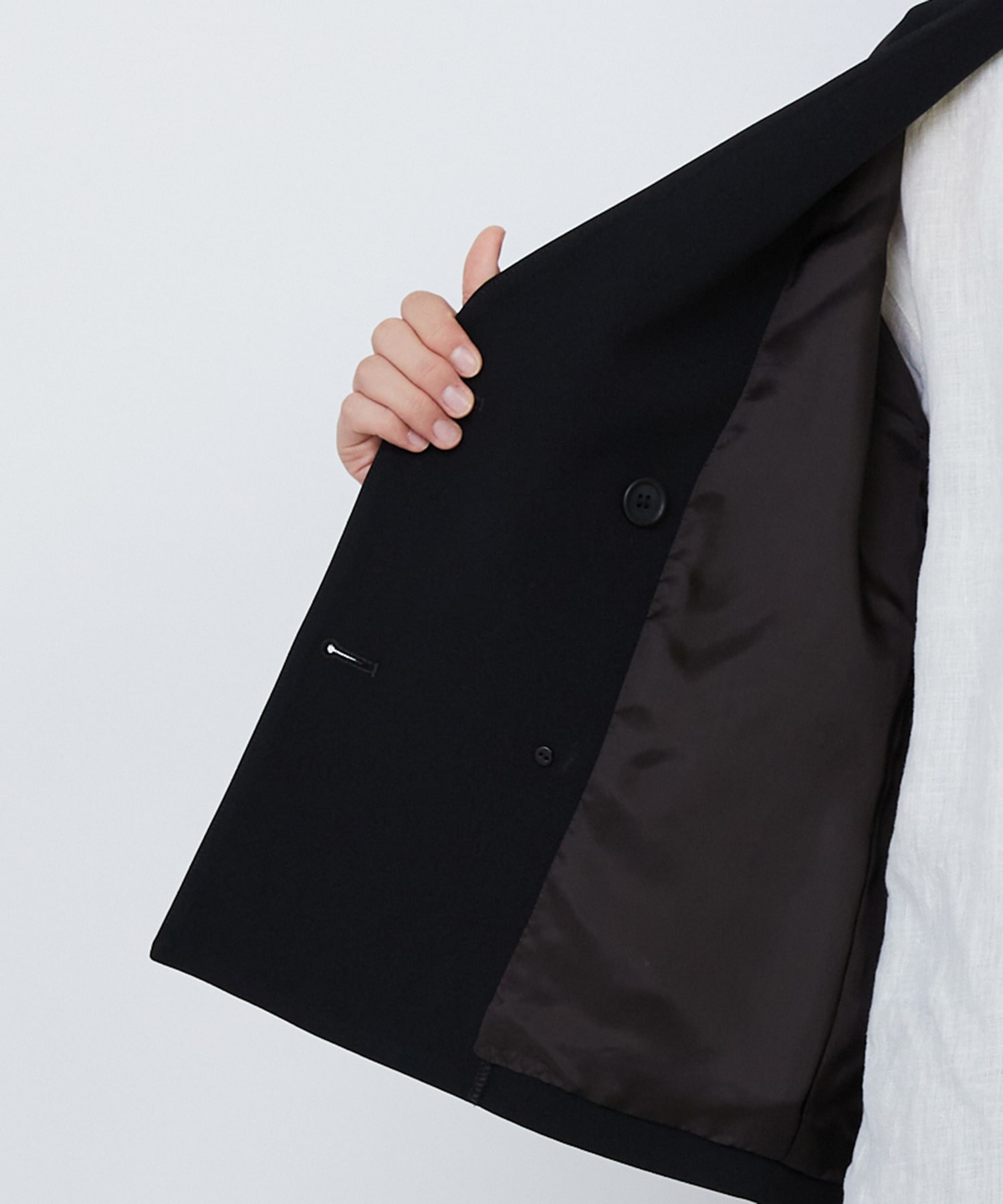 【LOISIR】エコダブルクロスノーカラージャケット 詳細画像 ブラック 14