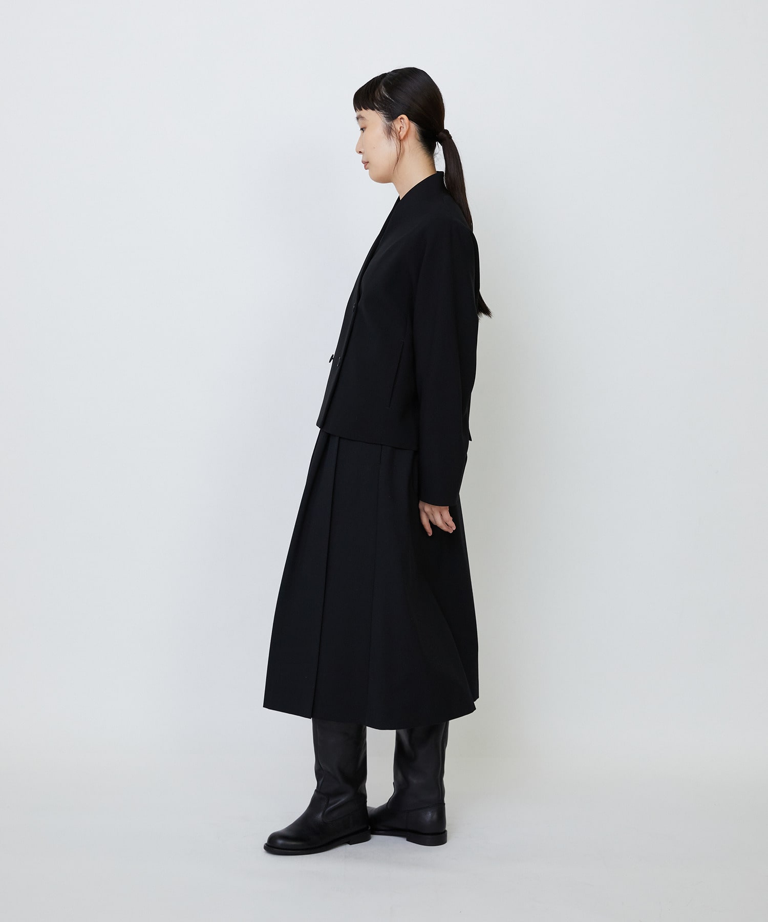 【LOISIR】エコダブルクロスノーカラージャケット 詳細画像 ブラック 5