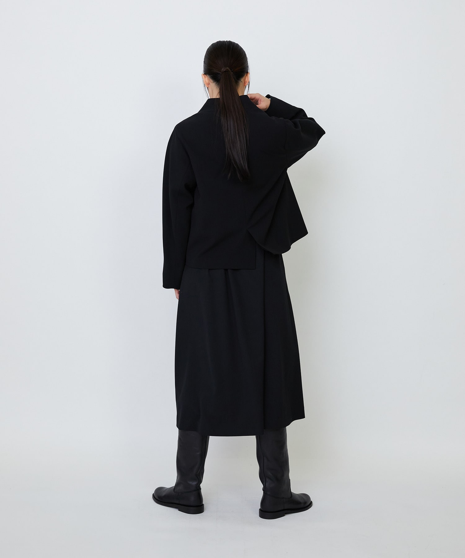 【LOISIR】エコダブルクロスノーカラージャケット 詳細画像 ブラック 6