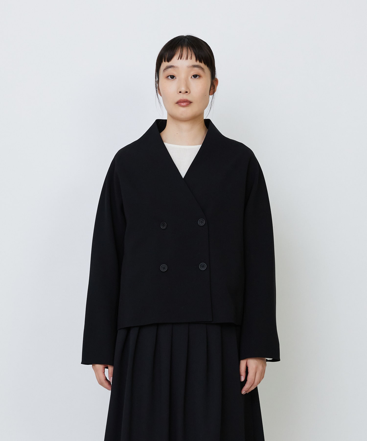 【LOISIR】エコダブルクロスノーカラージャケット 詳細画像 ブラック 7