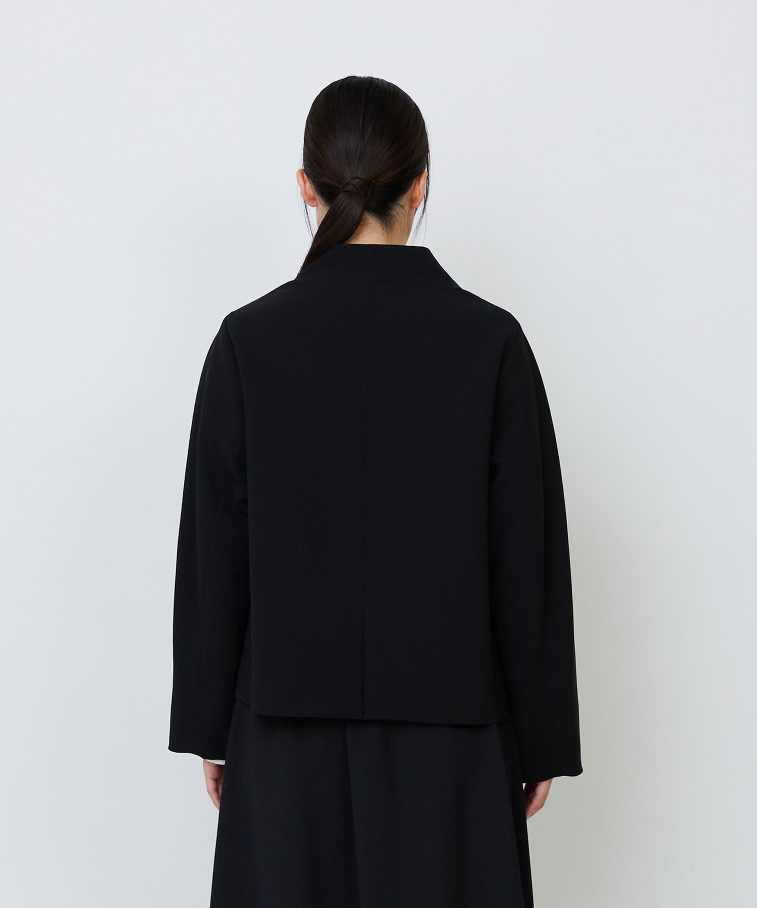 【LOISIR】エコダブルクロスノーカラージャケット 詳細画像 ブラック 9