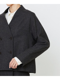 【LOISIR】エステルウールエターミンノーカラージャケット 詳細画像 ブラウン 12