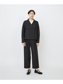 【LOISIR】エステルウールエターミンノーカラージャケット 詳細画像 ブラウン 3